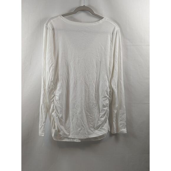 Ingrid‎ & Isabel White Maternity Top Long Sleeve Shirred Solid TShirt XL V Neck - Picture 2 of 8